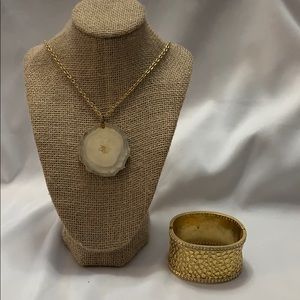 Long necklace statement charm and bracelet